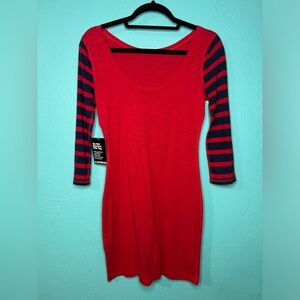 Express Mini Long Sleeve Dress with Stripes